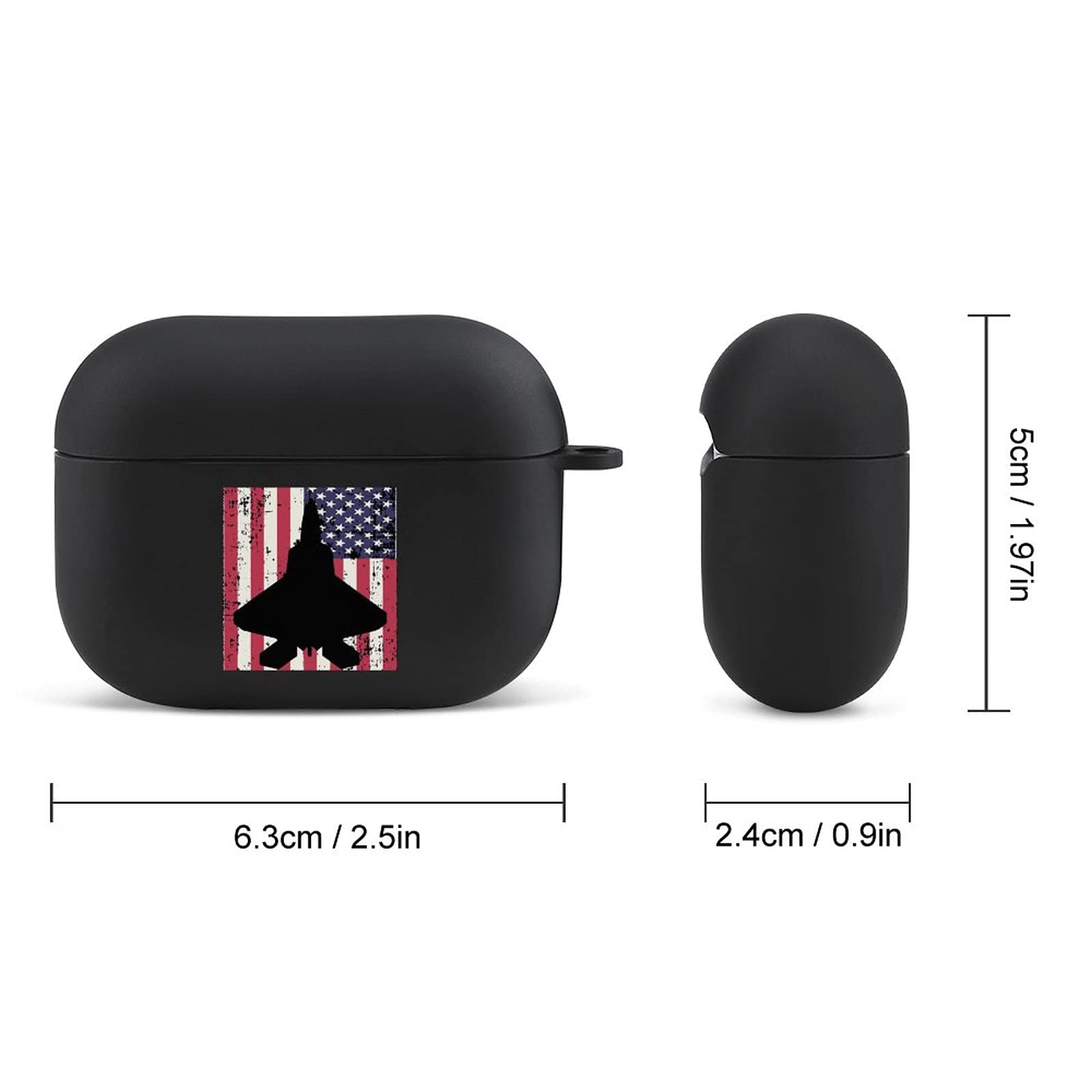 Patriotic F-22 Raptor Fighter Jet American Flag Silicone Protective Shockproof Cover Compatible with Apple Airpods Pro Wireless Charging Case