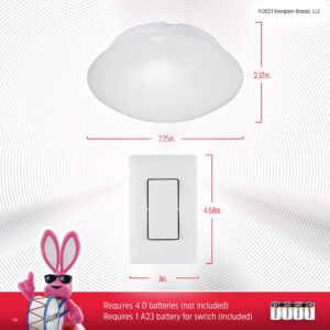 Energizer LED Ceiling Fixture, Battery Operated, Wall Switch Remote, Wireless, 300 Lumens, Up to 50 ft Remote Control, Perfect for Laundry Room, Garage, Closets and More, 58823-T1