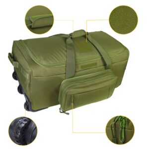 Greencity Duffel Bag Wheels Rolling Deployment Wheeled Military Suitcase Heavy-Duty Extra large deployment bag Capacity 32 Inch，Green