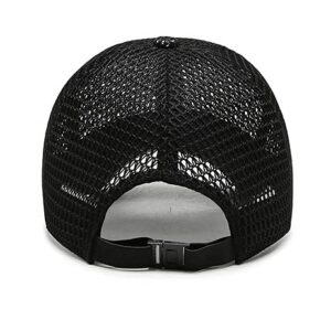 FASHIXD Summer Mesh Baseball Cap for Men Women Trucker Mesh Hat Baseball Hats Outdoor Sports Running hat (2-Black)