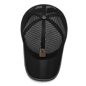 FASHIXD Summer Mesh Baseball Cap for Men Women Trucker Mesh Hat Baseball Hats Outdoor Sports Running hat (2-Black)