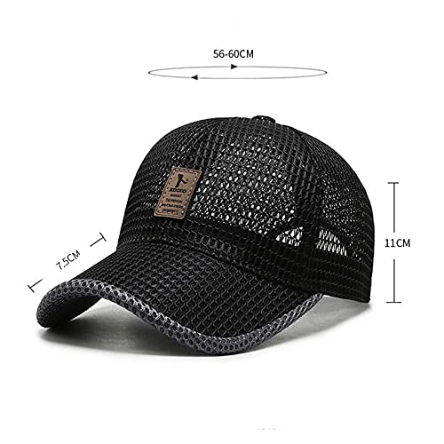 FASHIXD Summer Mesh Baseball Cap for Men Women Trucker Mesh Hat Baseball Hats Outdoor Sports Running hat (2-Black)