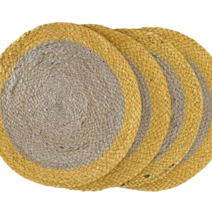 Nature4u 100% Jute Hand Braided Placemat Set of 4 Rustic Vintage Farmhouse Table top & Dining Table Round Placemat for Parties (14” Diameter, Natural Beige) Set of 4