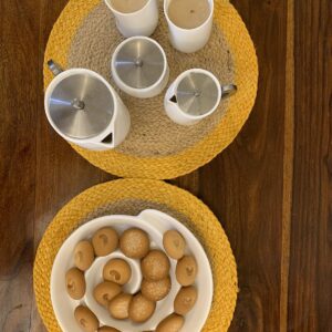 Nature4u 100% Jute Hand Braided Placemat Set of 4 Rustic Vintage Farmhouse Table top & Dining Table Round Placemat for Parties (14” Diameter, Natural Beige) Set of 4