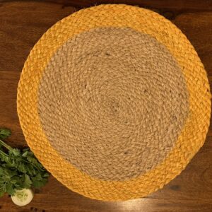 Nature4u 100% Jute Hand Braided Placemat Set of 4 Rustic Vintage Farmhouse Table top & Dining Table Round Placemat for Parties (14” Diameter, Natural Beige) Set of 4