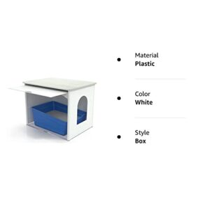 Palram Pets Tiger Large Cat Box Furniture for Large Cats, High Sided Litter Box Enclosure, Jumbo Pet House Enclosure, Easy to Clean, Hides litter robot, Side Table with Hidden Flip Up Door, White