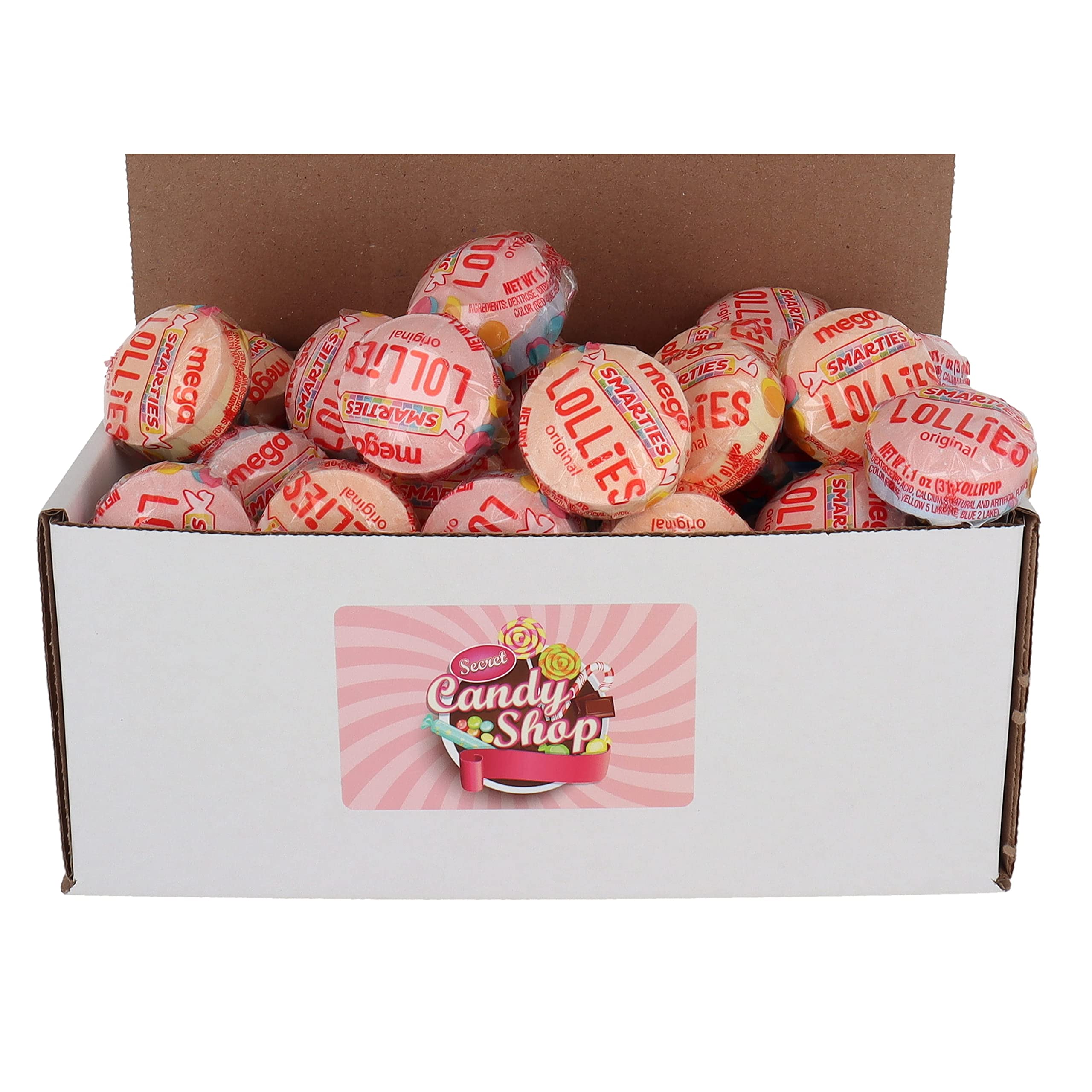 SECRET CANDY SHOP Smarties Mega Lollies Lollipops Bulk in Box, 2lb (Individually Wrapped)