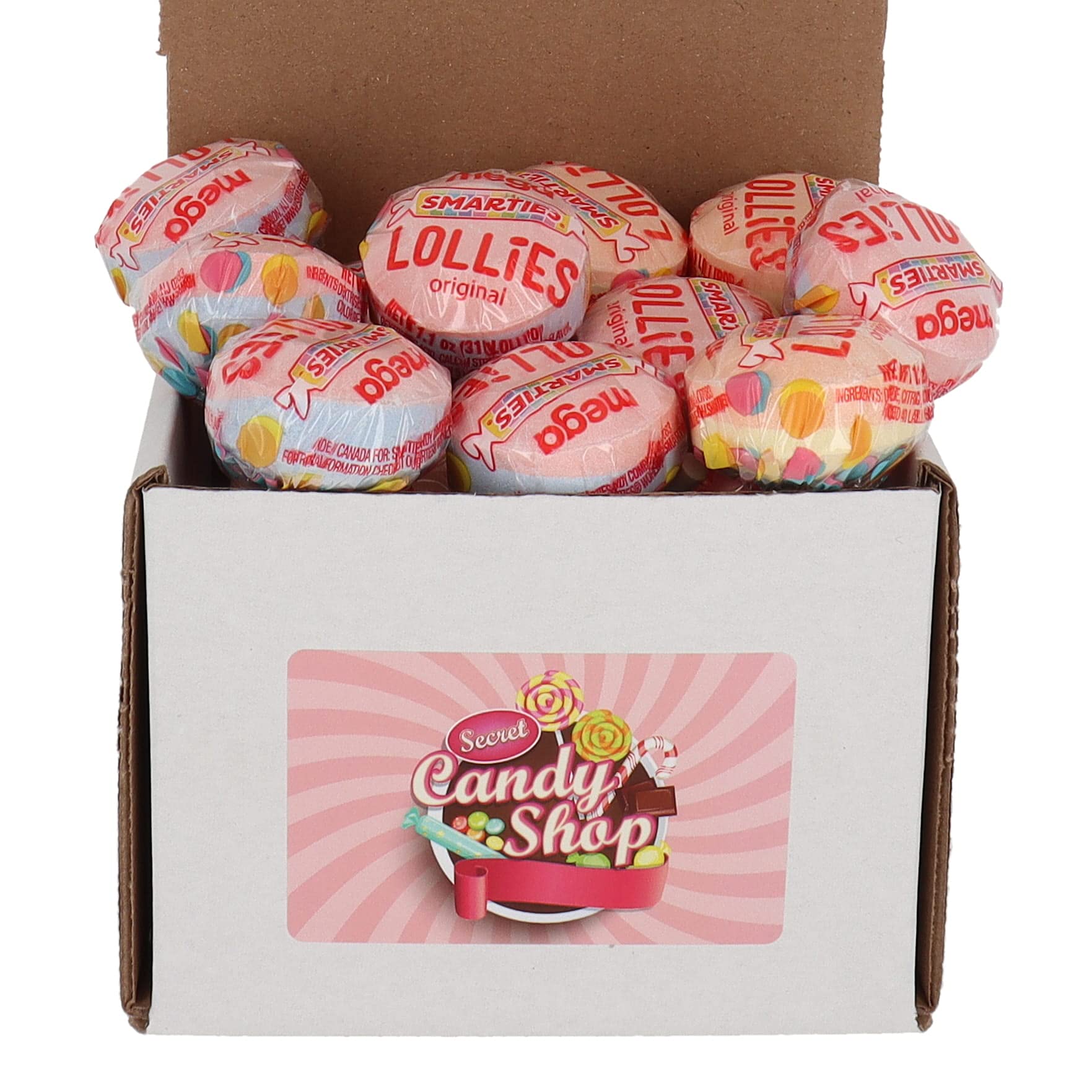 SECRET CANDY SHOP Smarties Mega Lollies Lollipops Bulk in Box, 1lb (Individually Wrapped)