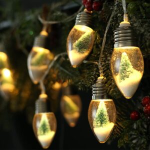 2pcs christmas snow globe string lights indoor decorations 6.6 ft battery operated powered string lights for christmas tree snow scene in 20 clear bulbs decor for home bedroom fireplace xmas lights