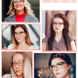 NOVIVON Reading Glasses for Women 5 Pack, Blue Light Blocking Readers Vintage Cat Eye Eyeglasses Anti Glare Filter UV Ray (5 Pairs Mix Colors, 2.0)