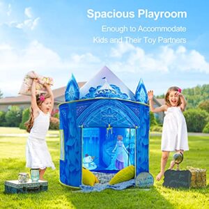 Hamdol Princess Play Tent, Frozen Toy for Girls, Ice Castle Kids Tent Indoor and Outdoor, Large Imaginative Playhouse 51" X 40" with Carrying Bag for 1 2 3 4 5 6 7 8 9 Years Old Girls Gift