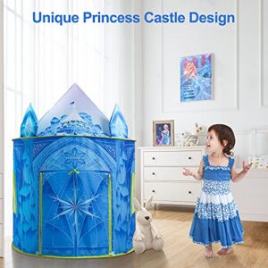 Hamdol Princess Play Tent, Frozen Toy for Girls, Ice Castle Kids Tent Indoor and Outdoor, Large Imaginative Playhouse 51" X 40" with Carrying Bag for 1 2 3 4 5 6 7 8 9 Years Old Girls Gift