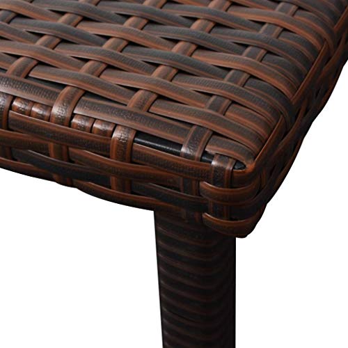 QZZCED Chaise Lounge Chair Sets Outdoor Beach Pool PE Rattan Reclining Chair with Cushion,Sun Loungers 2 pcs with Table Poly Rattan Brown(Fast delivery)