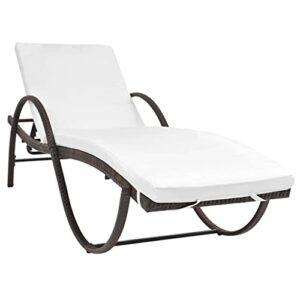 QZZCED Chaise Lounge Chair Sets Outdoor Beach Pool PE Rattan Reclining Chair with Cushion,Sun Loungers 2 pcs with Table Poly Rattan Brown(Fast delivery)