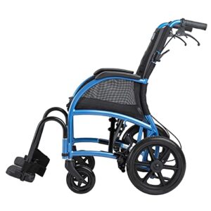 strongback mobility excursion 12s+ab lightweight folding wheelchair for adults and seniors - transport chair with built-in adjustable lumbar support; 18" seat (12" rear wheels)