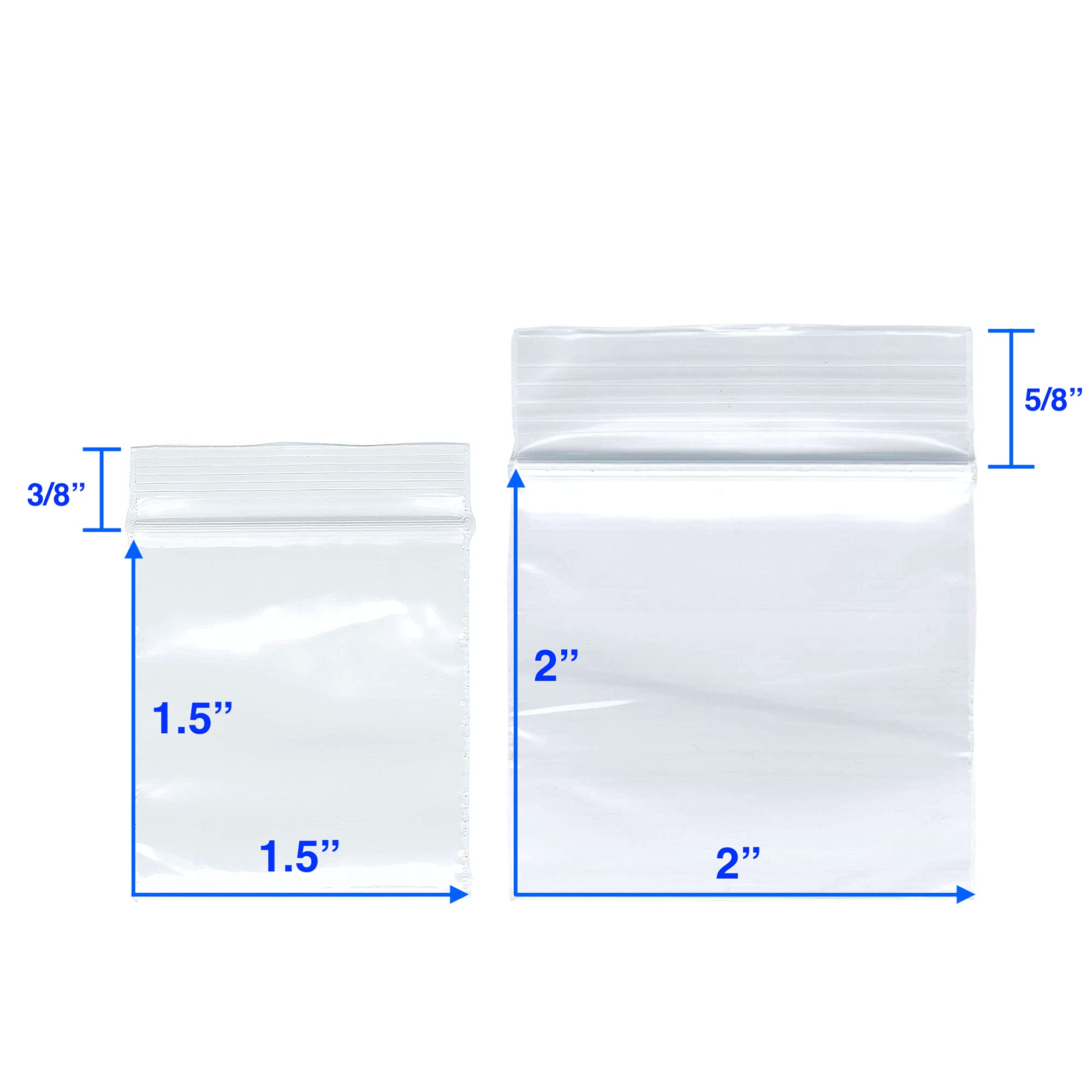 400 Pack 2 Mil Small Clear Plastic Reclosable Bags, 2 Assorted Sizes, 1.5x1.5 Inch, 2x2 Inch Clear Durable Plastic Resealable Zipper Baggies for Jewelry, Beads, Pill, Storage, Shipping & Packaging