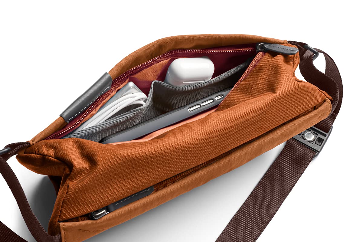 Bellroy Mini Sling Slim Shoulder Bag for Men and Women, Lightweight, Water Resistant, Multiple Organisation Compartments - Bronze