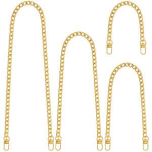 yuronam 4 different sizes flat purse chain iron bag link chains shoulder straps chains with metal buckles hook for replacement, diy handbags crafts, 47.2/31.5/15.7/7.9 inches(gold)