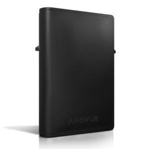 Anovus AirTag Wallet (Black) | Trackable Wallet with AirTag Holder | RFID-Blocking Minimalist Leather Wallet | Slim Leather Airtag Wallet - Men and Women| Smart Wallet - AirTag Not Included