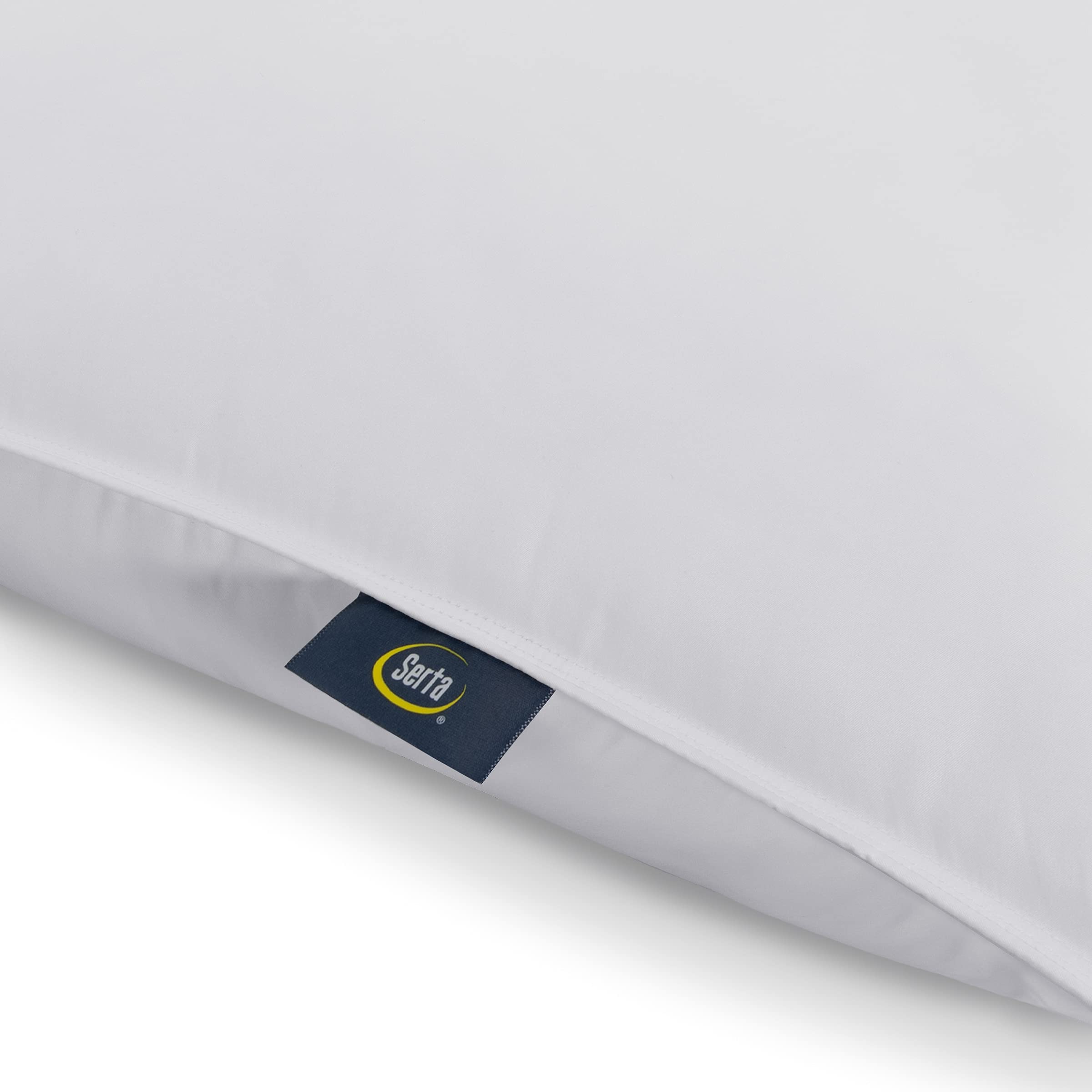 Serta Down Illusion Soft Hypoallergenic Medium/Firm Bed Pillows for Side, Stomach or Back Sleepers (2 Pack), King, White