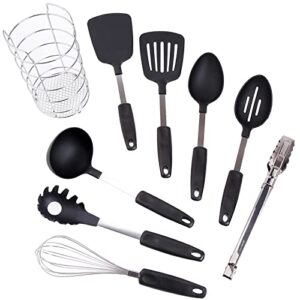 Gibson 128642.09 Chefs Better Basics Utensil Set with Round Shape Wire Caddy - 9 Piece