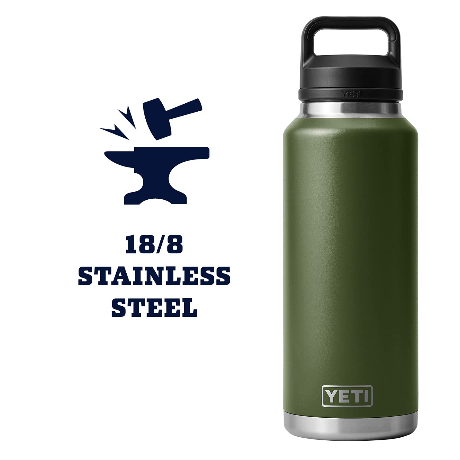 YETI Rambler 46 oz Bottle Retired Color, Vacuum Insulated, Stainless Steel with Chug Cap, Highlands Olive