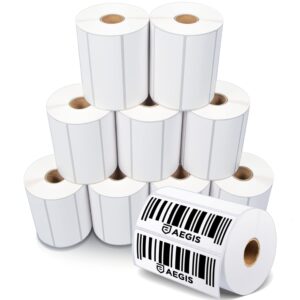 Aegis Adhesives - 4” X 1.5” Direct Thermal Labels for Printing Barcodes, Address, Perforated & Compatible with Rollo, Zebra, & Other Desktop Label Printers (10 Rolls, 900/Roll)