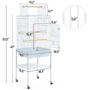 Yaheetech Play Open Top Parrot Bird Cages for Sun Parakeet Cockatiel Green Cheek Conure Lovebird w/Detachable Rolling Stand, White