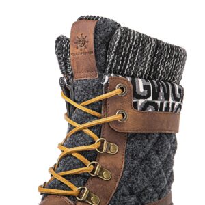 GLOBALWIN Snow Boots For Women Brown/Prints Women's Winter Boots 8.5M