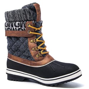 GLOBALWIN Snow Boots For Women Brown/Prints Women's Winter Boots 8.5M