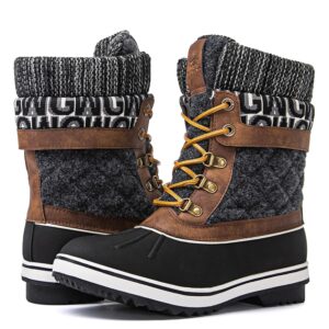 GLOBALWIN Snow Boots For Women Brown/Prints Women's Winter Boots 8.5M