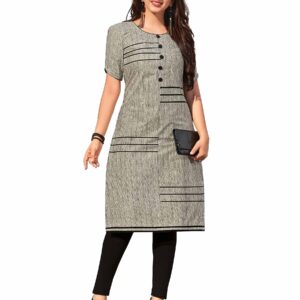 Miraan Women's Cotton Printed Readymade Kurti Large Grey