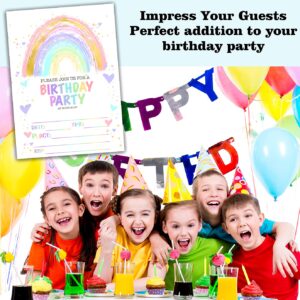 Nopoben Birthday Party Invitation Cards, Rainbow Birthday Party Invitation, Kids Party Celebration, 20 Cards With 20 Envelopes – (caihong01)