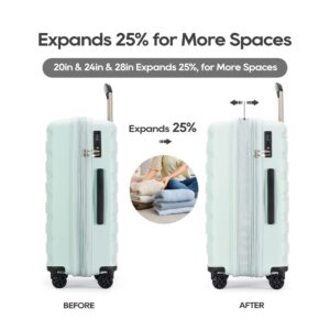 GinzaTravel 2 piece luggage set Anti-scratch PP Material Hardside uggage, Carry-On,20inch and 28inch Lightweight Spinner all size Expandable double seal Suitcase