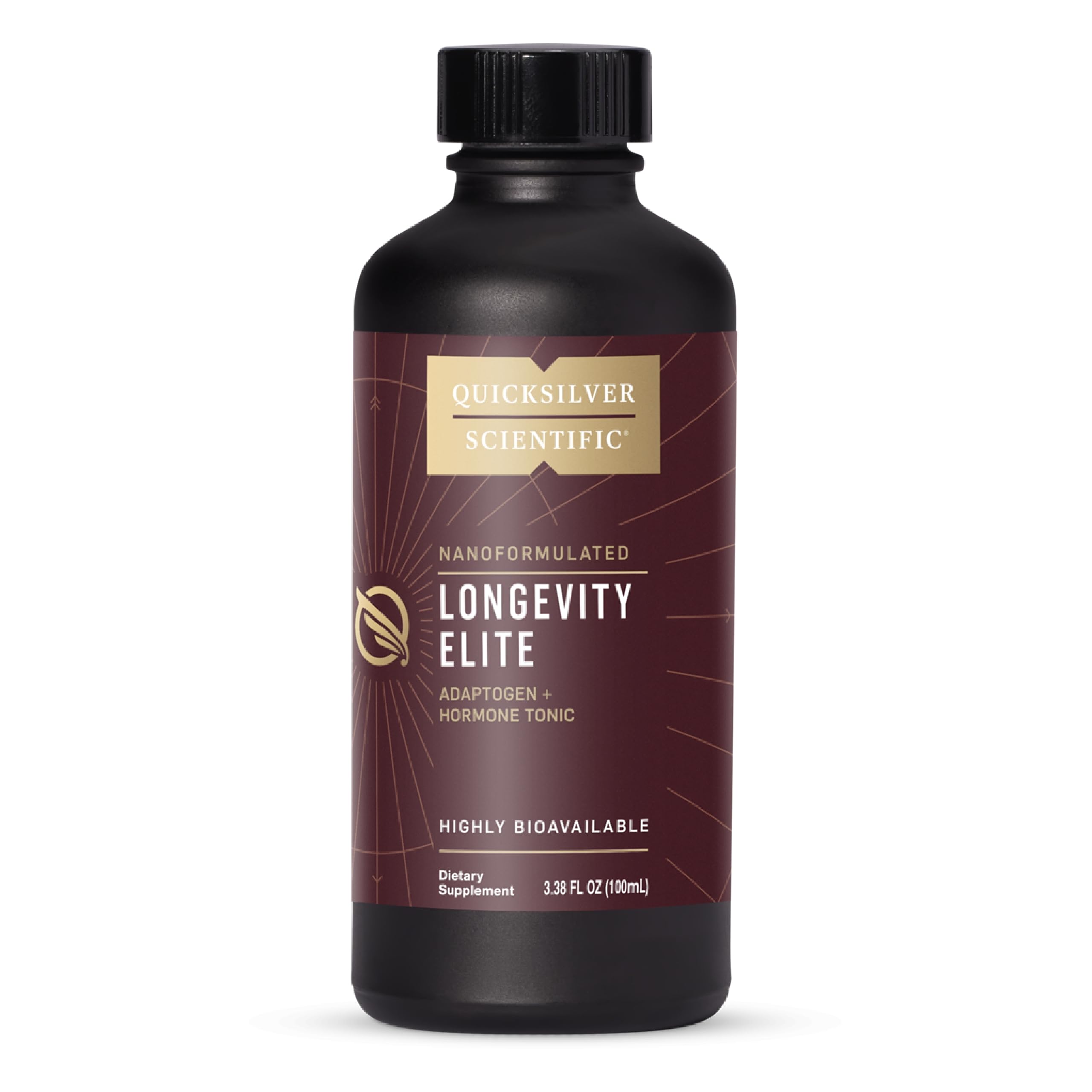 Quicksilver Scientific Longevity Elite - Liposomal Adaptogen + Pregnenolone Tonic - Herbal Supplements Designed for Age Optimization Support While Targeting AMPK, Sirtuins + Telomeres (100ml)