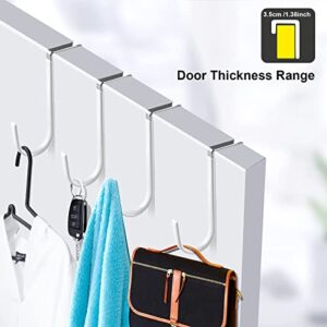 FLOWRALiKI Over The Door Hook, 4 Pack Door Hooks for Hanging Clothes, Towels, Coats, and More