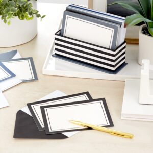 Hallmark Blank Cards Assortment with Organizer, Black & White Stripes (40 Note Cards with Envelopes) for Graduation, Just Because, All Occasion