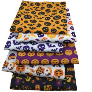 DoubleWood Halloween Fabric 16Pcs Squares Printed Patchwork Fabric for DIY Sewing Scrapbooking Quilting Masks (16pcs/9.8" x 9.8")