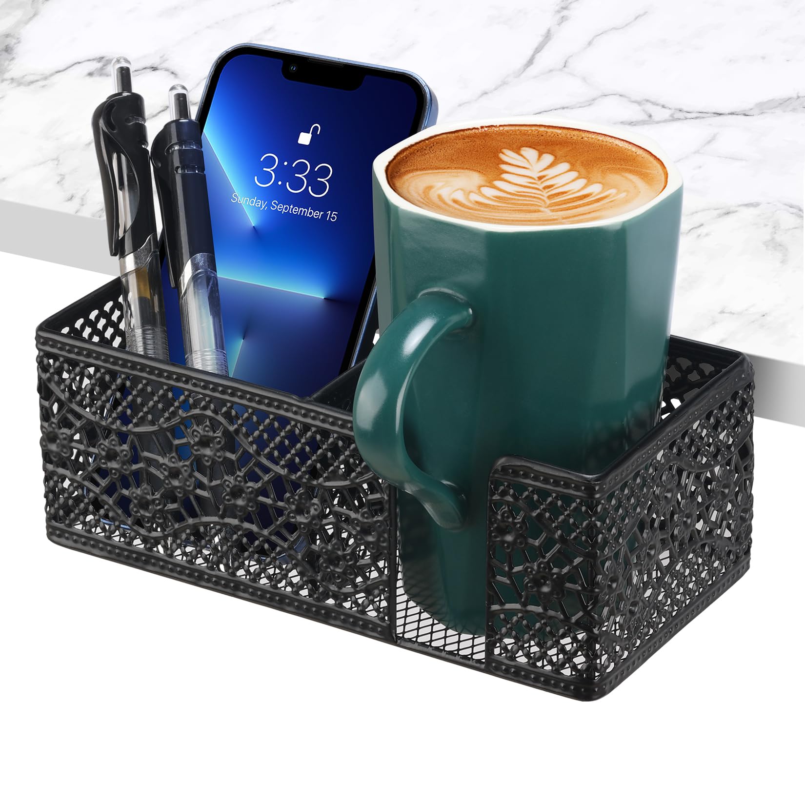 Aurynns Desk Organizer Clip on Desk Cup Holder Pencil Holder for Desk Storage Beverages Phone Holder Desk Organizer and Accessories Office School Home