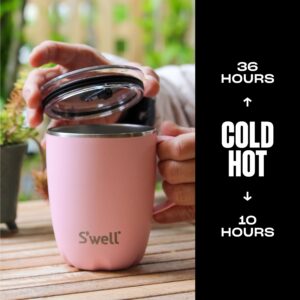 S'well Stainless Steel Mug with Handle, 16oz, Pink Topaz, Triple Layered Vacuum Insulated Containers Keeps Drinks Cold for 10 Hours and Hot for 3, BPA Free