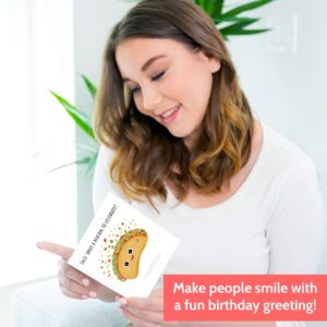 T MARIE 24 Funny Birthday Cards Bulk - Birthday Cards for Kids, Students, Friends and More - Assortment of Punny Pun Greeting Cards with Envelopes and Birthday Message Inside