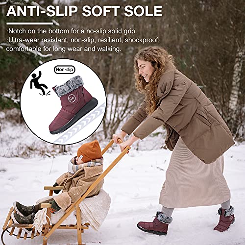 Women Snow Boots Winter Shoes with Fur Lined Warm Slip On Boots for Women Waterproof Booties Comfortable Outdoor Anti Slip Shoes