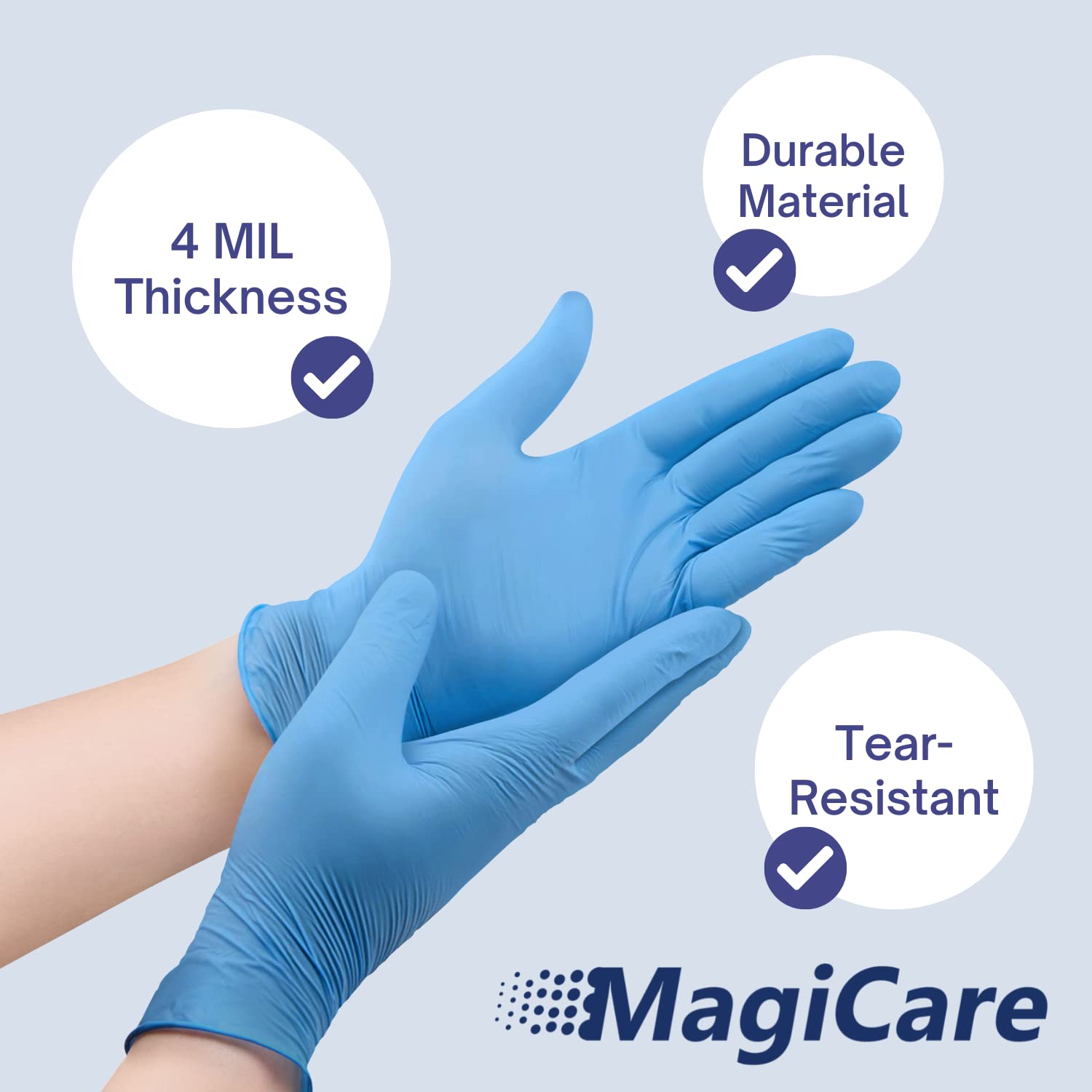 MAGICARE Blue Nitrile Exam Gloves - Disposable, Latex Free Medical Grade Gloves - 100 Gloves/Box (Medium)