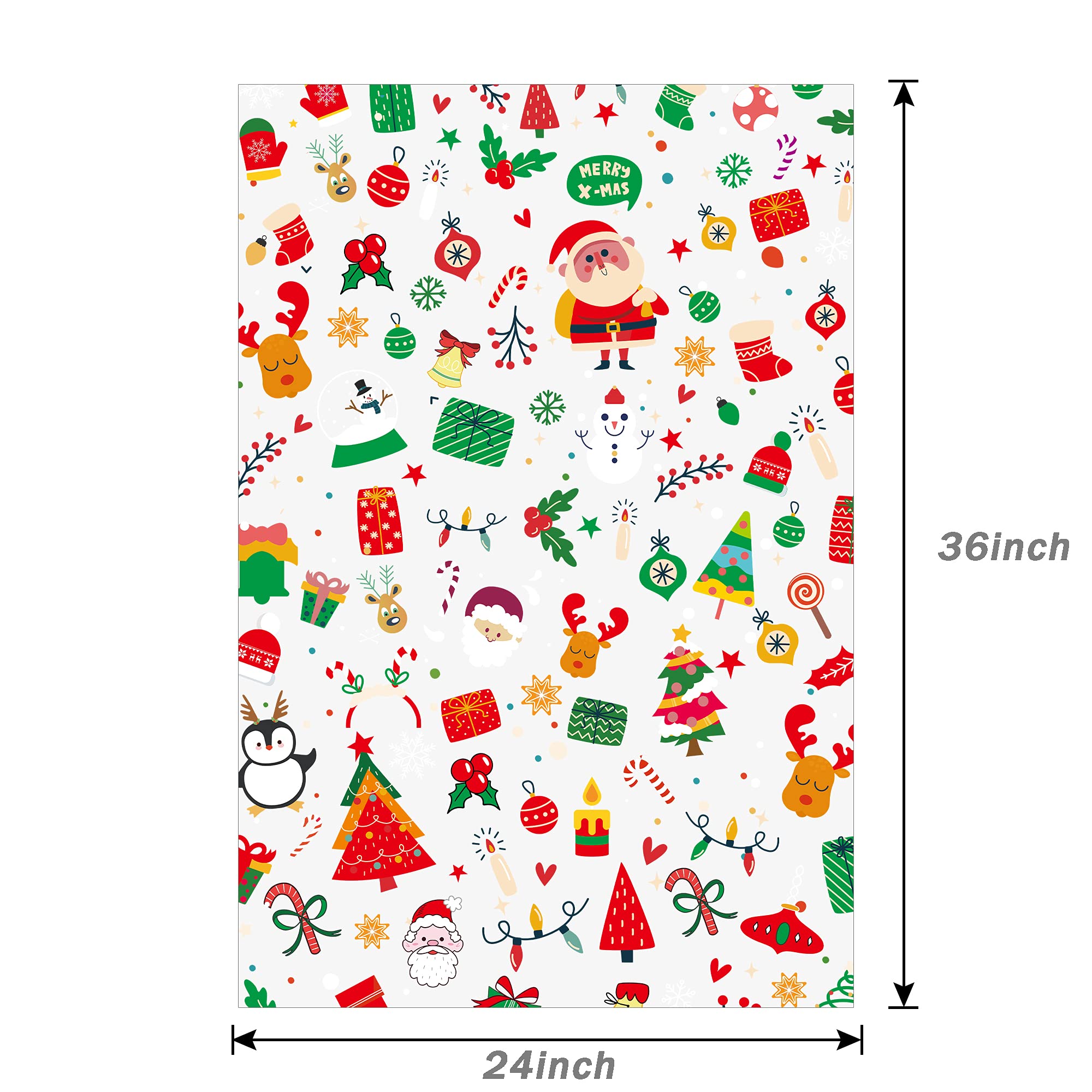 20pcs Christmas Basket Bags 24x36 inch Snowman Santa Cellophane Bags with Pull Bow Set 10 Christmas Packaging Bags 10 Ribbon Bows