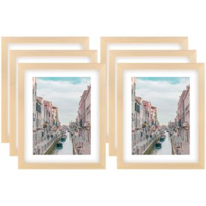 8x10 grain picture frames nature solid wood 6 pack for wall mounting and tabletop display