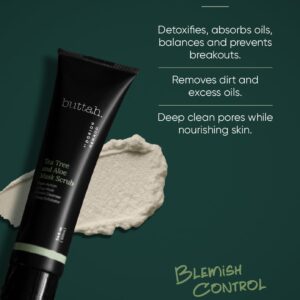 Buttah Skin by Dorion Renaud Tea Tree & Aloe Exfoliating Scrub 3oz - Multi-Tasking Cleanser - Tea Tree Oil & Kaolin Clay Treatment - Naturally Based Skin Care for Men & Women - Black-Owned Skincare