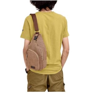 Q QICHUANG Crossbody Sling Backpack Canvas Small Sling Bag Hiking Daypack Rucksack for Men Women Outdoor Cycling Travel(green)