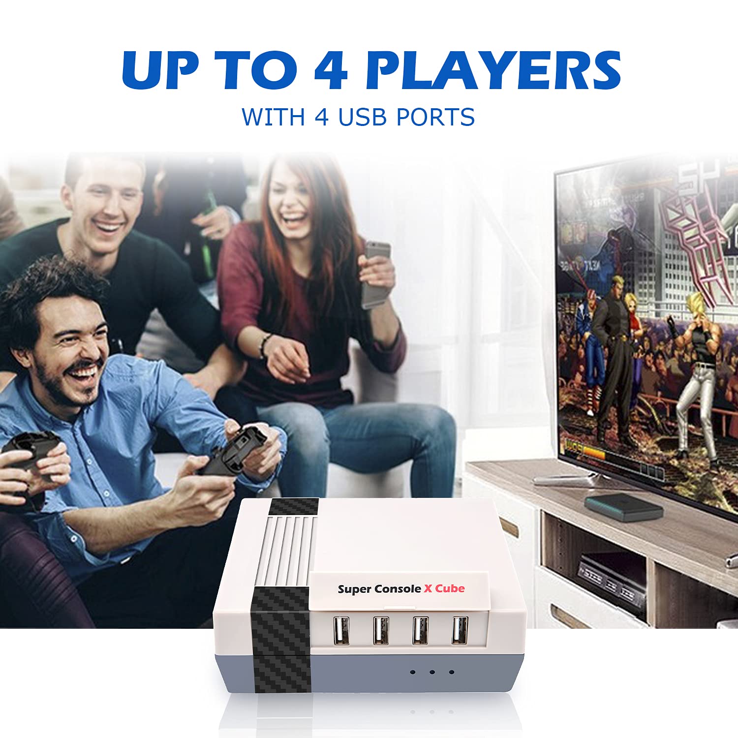 Kinhank 65,000+ Retro Games Console, Super Console X Cube Classic Game Consoles,50+ Emulators for 4K TV HD/AV Output,4 USB Port, Dual Wireless Controllers,Support WiFi/LAN,Gift for Friends(Cube 256G)