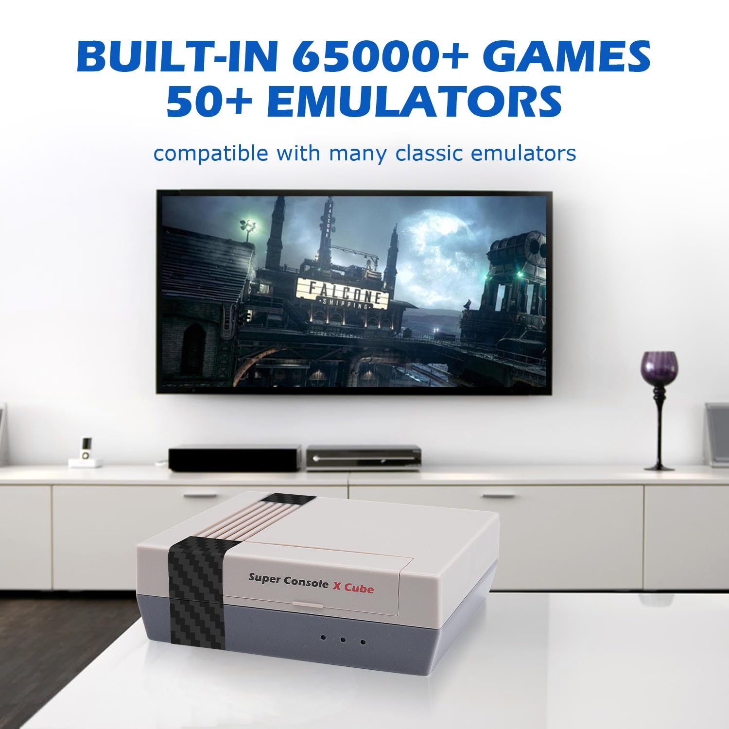 Kinhank 65,000+ Retro Games Console, Super Console X Cube Classic Game Consoles,50+ Emulators for 4K TV HD/AV Output,4 USB Port, Dual Wireless Controllers,Support WiFi/LAN,Gift for Friends(Cube 256G)