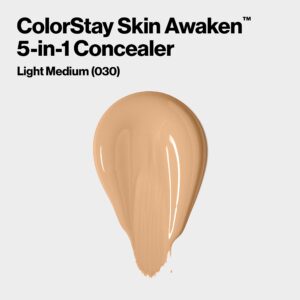 Revlon ColorStay Skin Awaken 5-in-1 Concealer, Lightweight, Creamy Longlasting Face Makeup with Caffeine & Vitamin C, For Imperfections, Dark Circles & Redness, 030 Light Medium, 0.27 fl oz